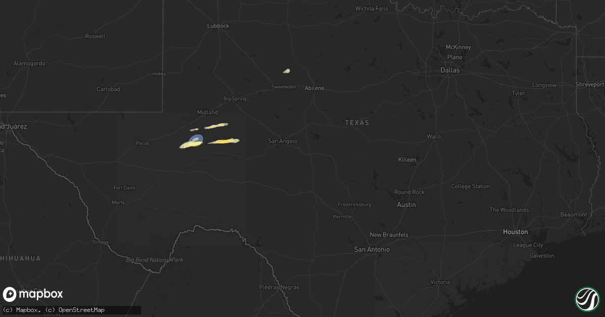 Hail map in Texas on October 17, 2025