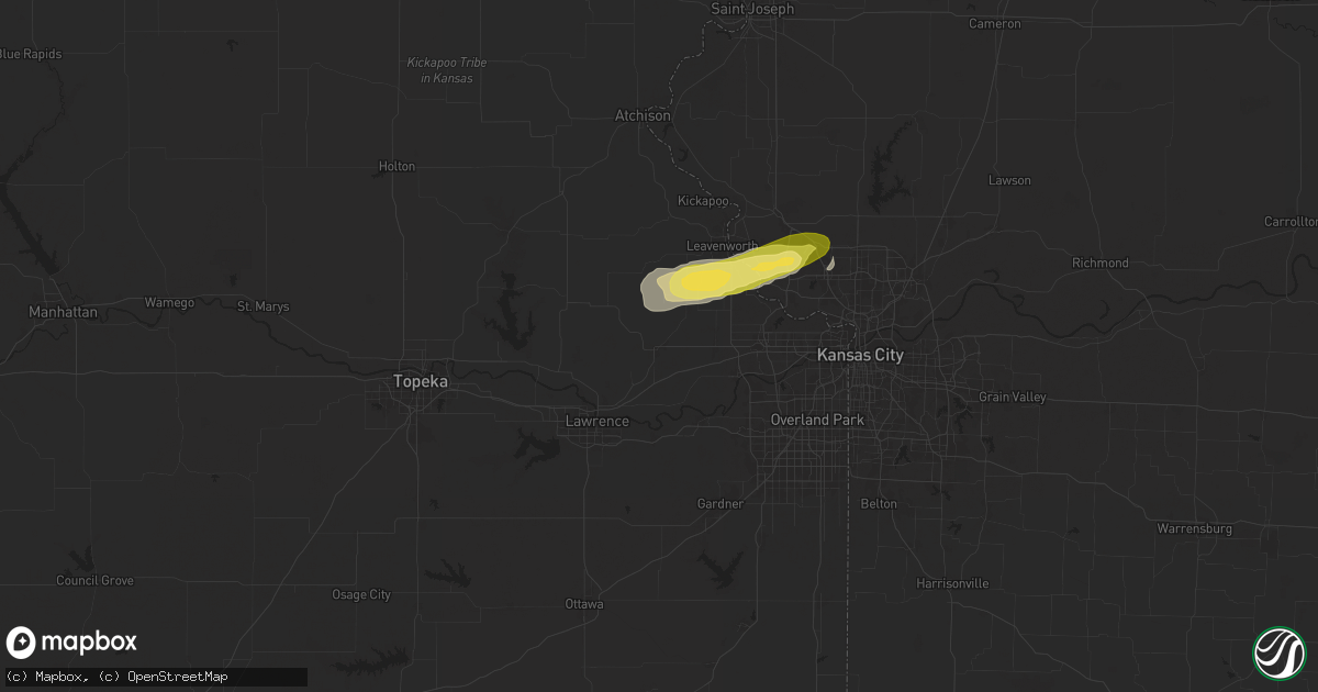 Hail map in Tonganoxie, KS on October 17, 2025