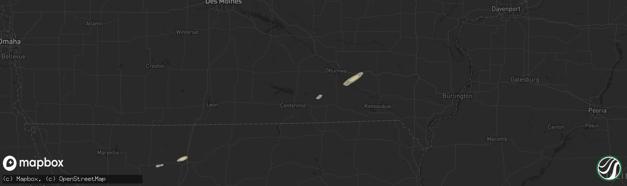 Hail map in Unionville, IA on October 17, 2025