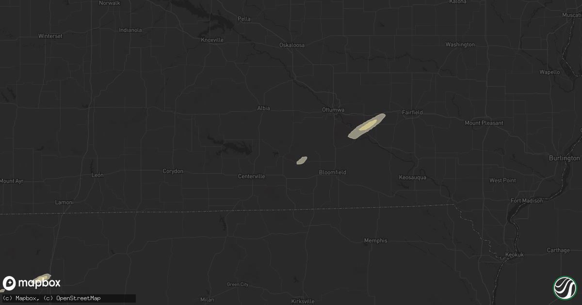 Hail map in Unionville, IA on October 17, 2025