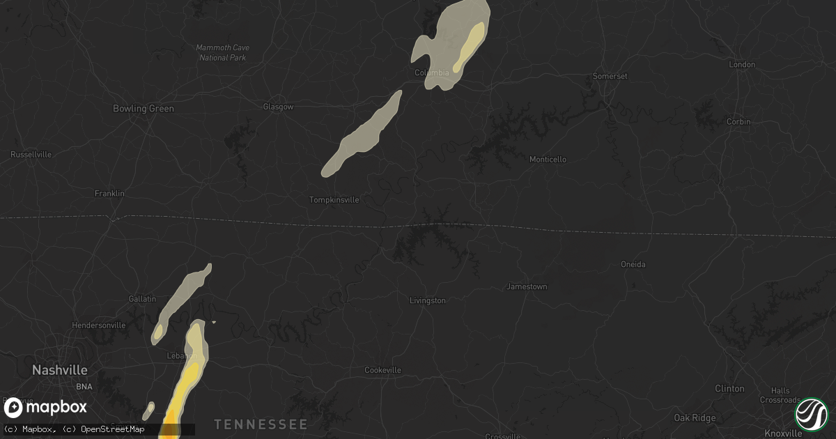 Hail map in Manchester, TN on October 18, 2011