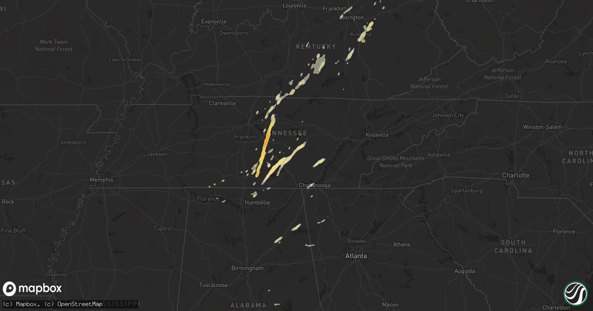 Hail map in Mississippi on October 18, 2011
