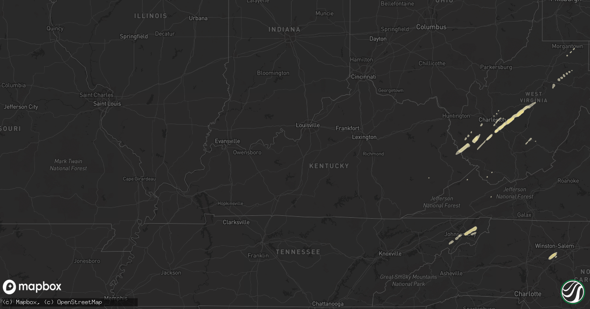 Hail map in Kentucky on October 18, 2012