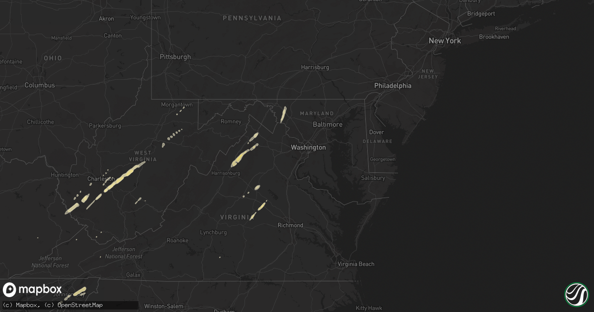 Hail map in Maryland on October 18, 2012