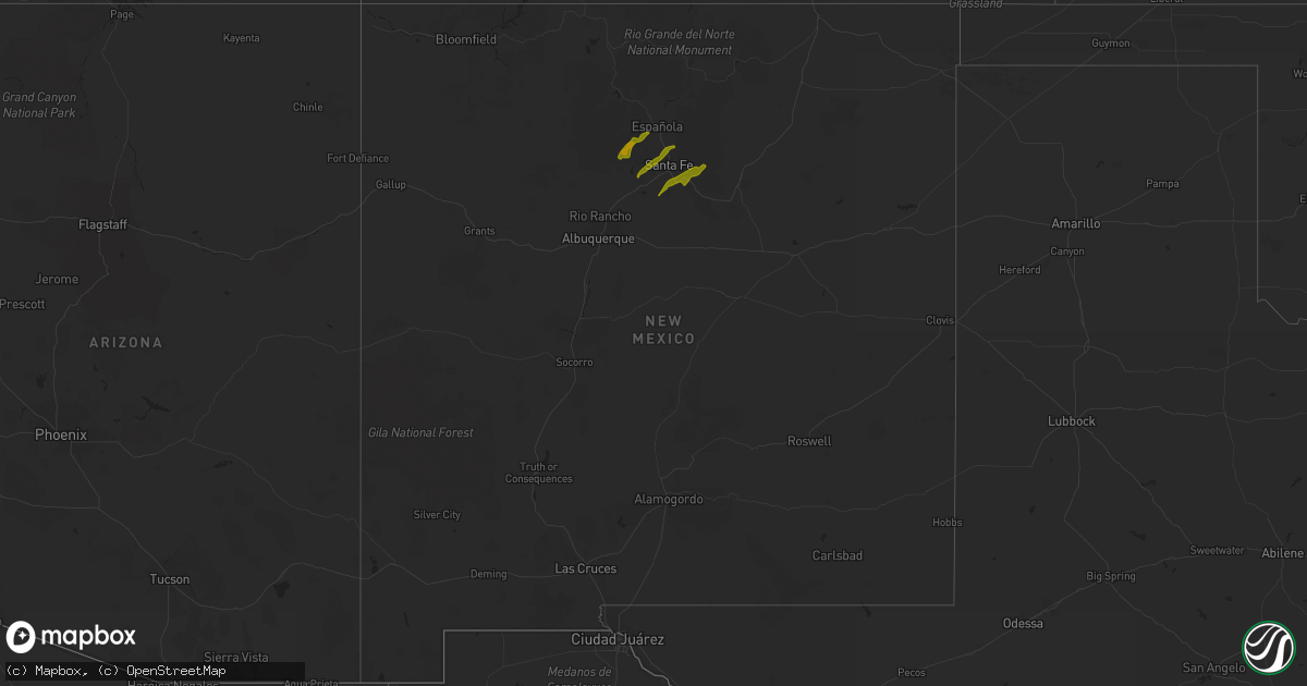 Hail map in New Mexico on October 18, 2012