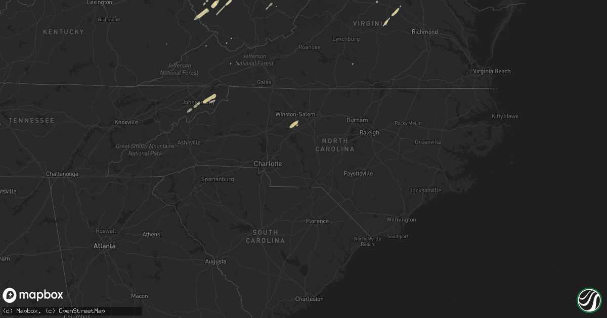 Hail map in North Carolina on October 18, 2012