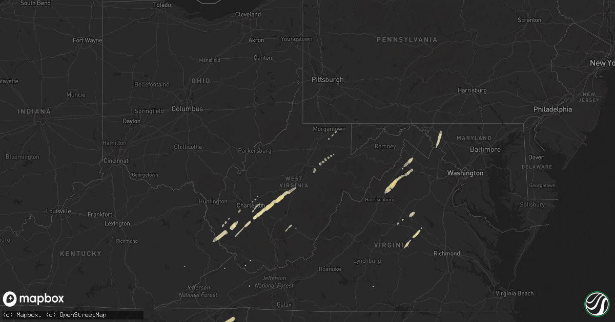 Hail map in West Virginia on October 18, 2012