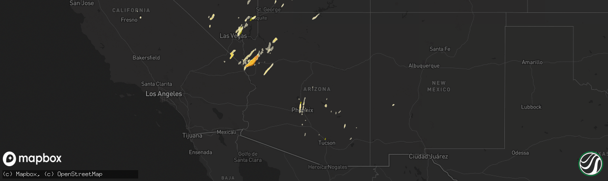 Hail map in Arizona on October 18, 2015