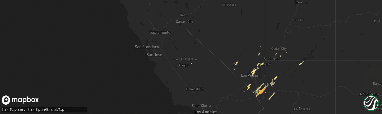 Hail map in California on October 18, 2015