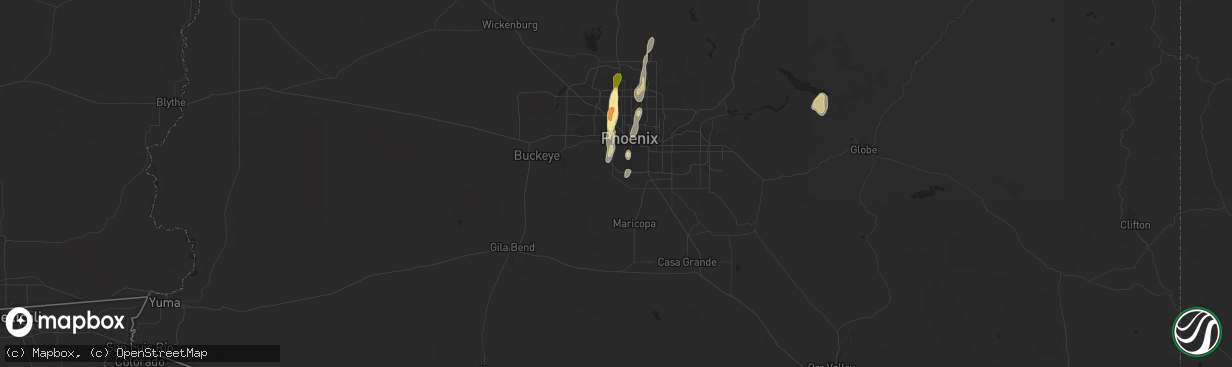 Hail map in Laveen, AZ on October 18, 2015