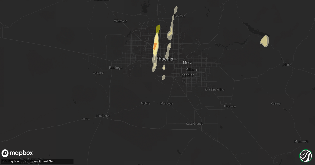 Hail map in Laveen, AZ on October 18, 2015