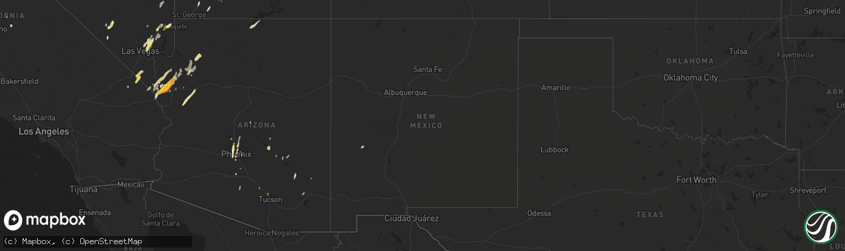 Hail map in New Mexico on October 18, 2015