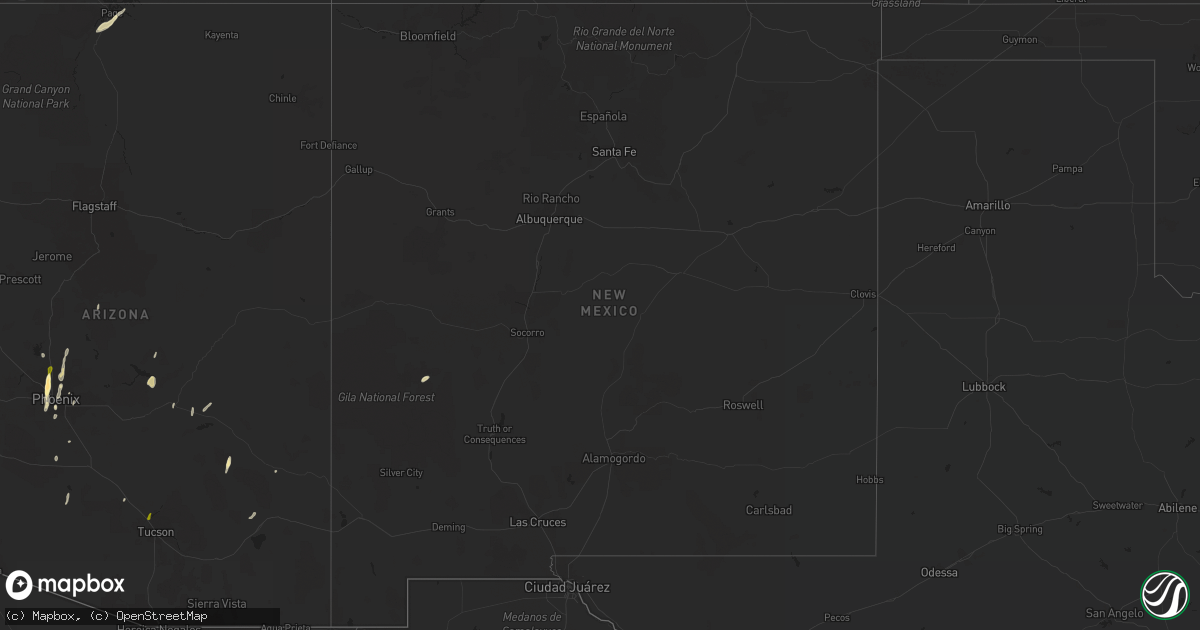 Hail map in New Mexico on October 18, 2015