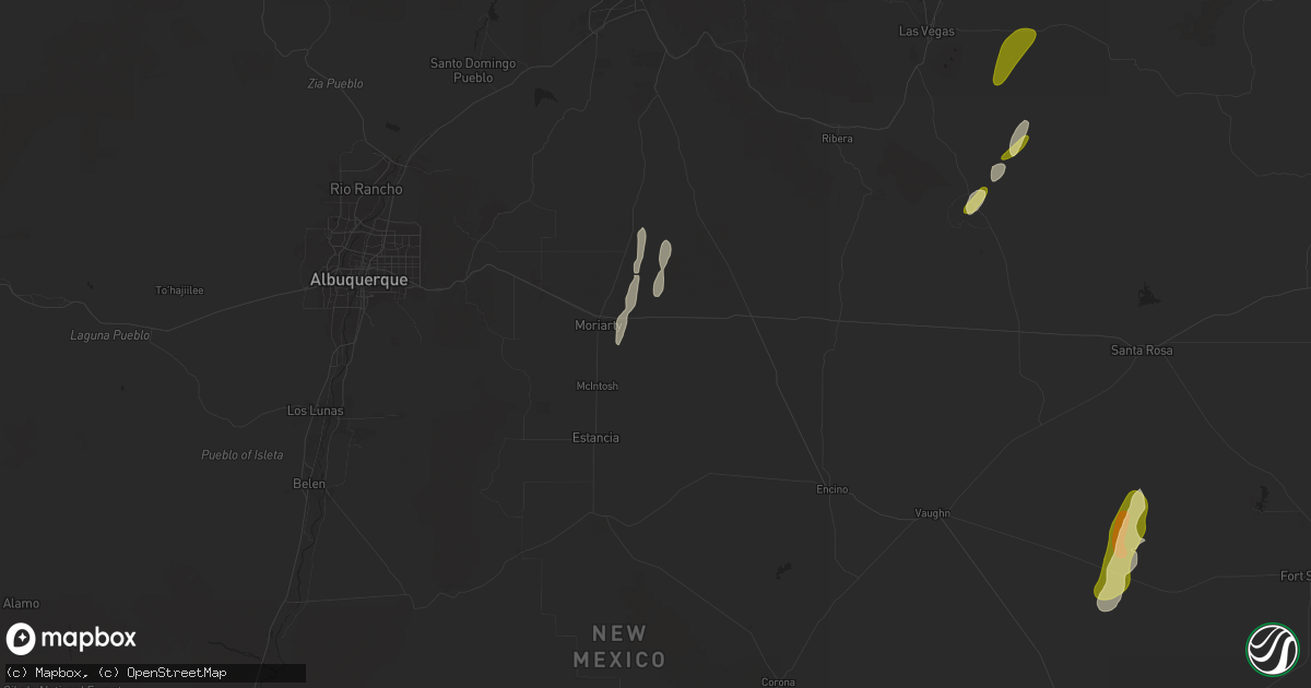 Hail map in Moriarty, NM on October 18, 2024