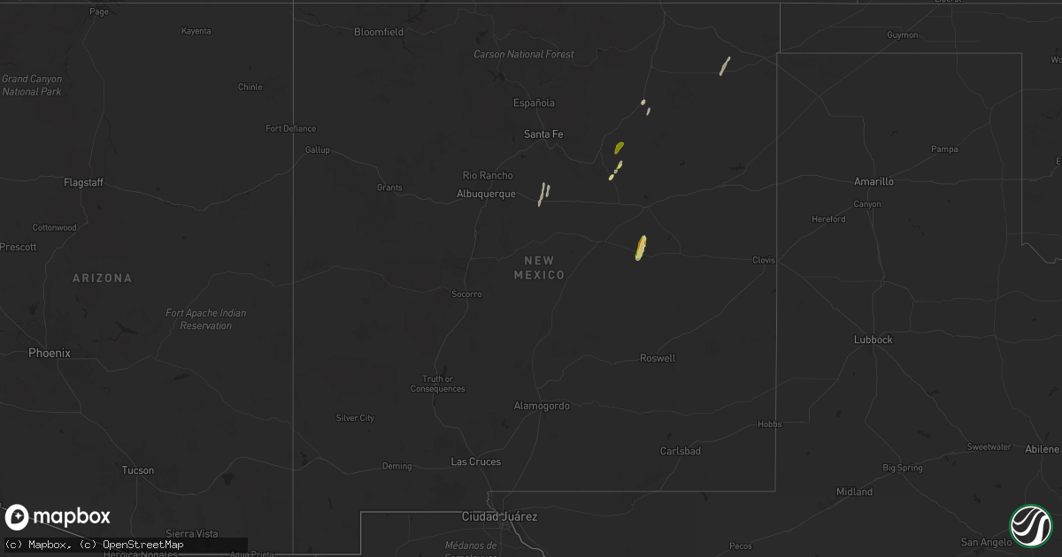 Hail map in New Mexico on October 18, 2024