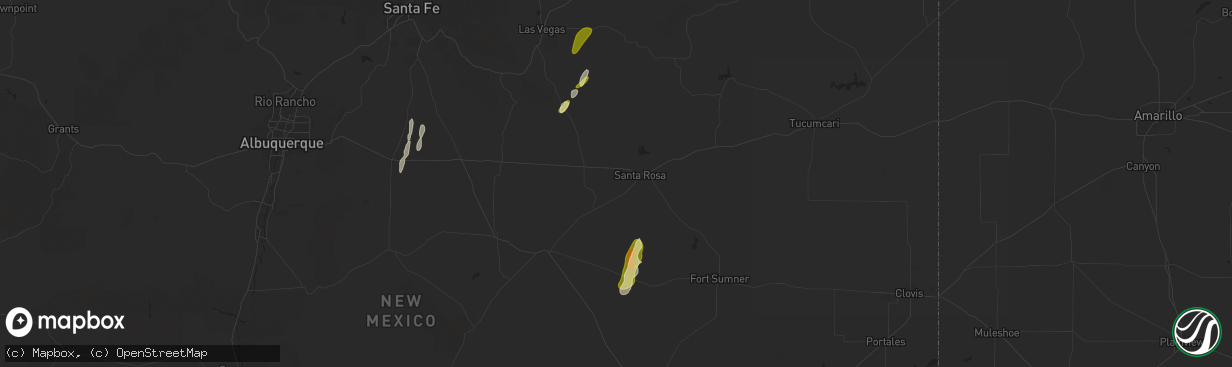 Hail map in Santa Rosa, NM on October 18, 2024