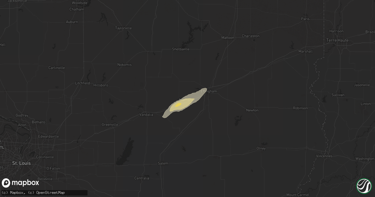 Hail map in Altamont, IL on October 18, 2025