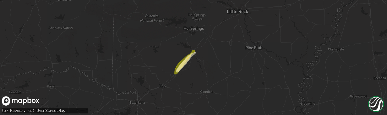 Hail map in Arkadelphia, AR on October 18, 2025