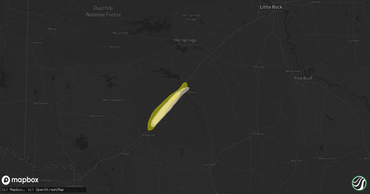 Hail map in Arkadelphia, AR on October 18, 2025