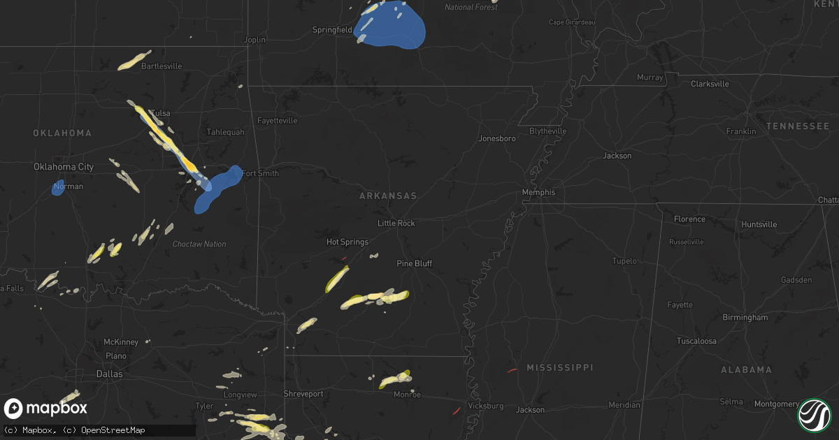 Hail map in Arkansas on October 18, 2025