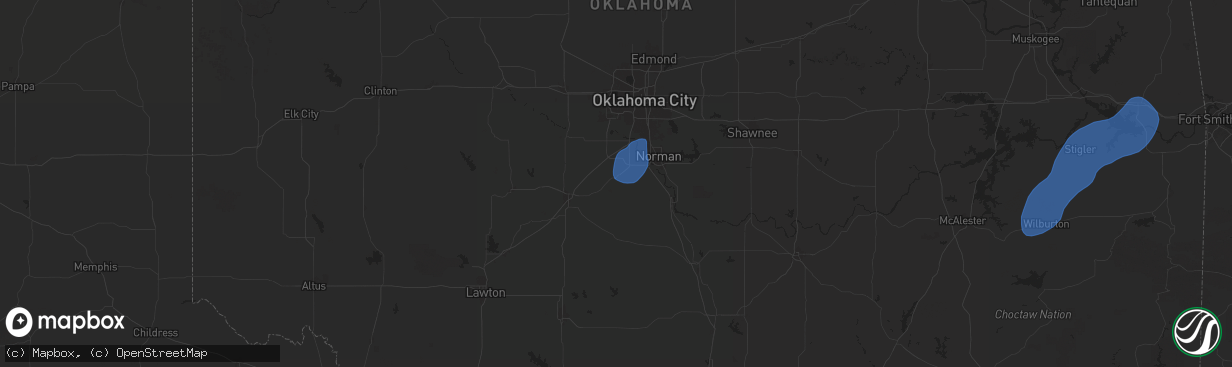 Hail map in Blanchard, OK on October 18, 2025