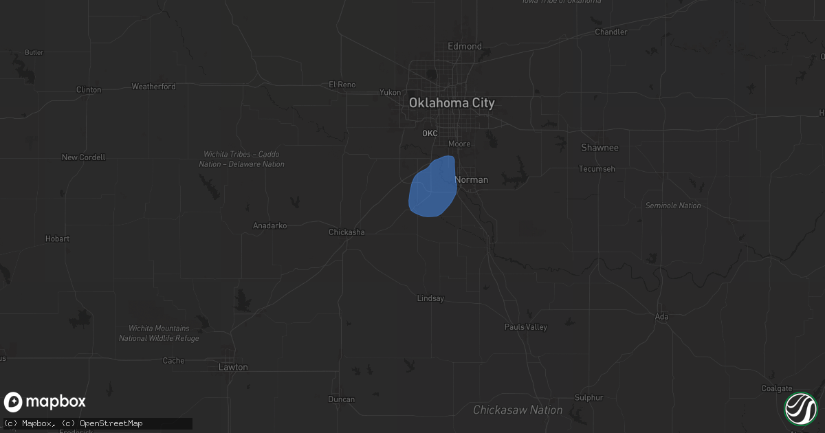 Hail map in Blanchard, OK on October 18, 2025