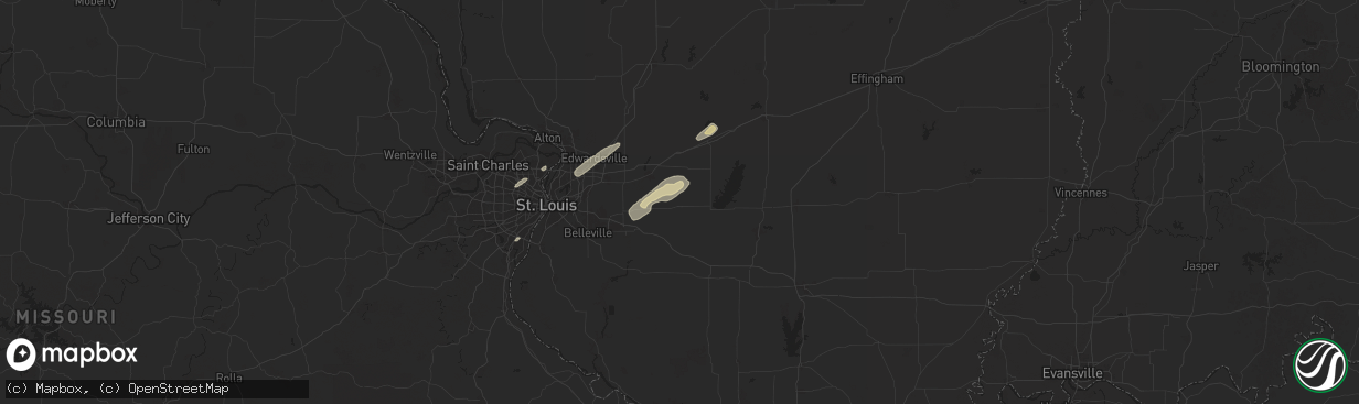 Hail map in Breese, IL on October 18, 2025