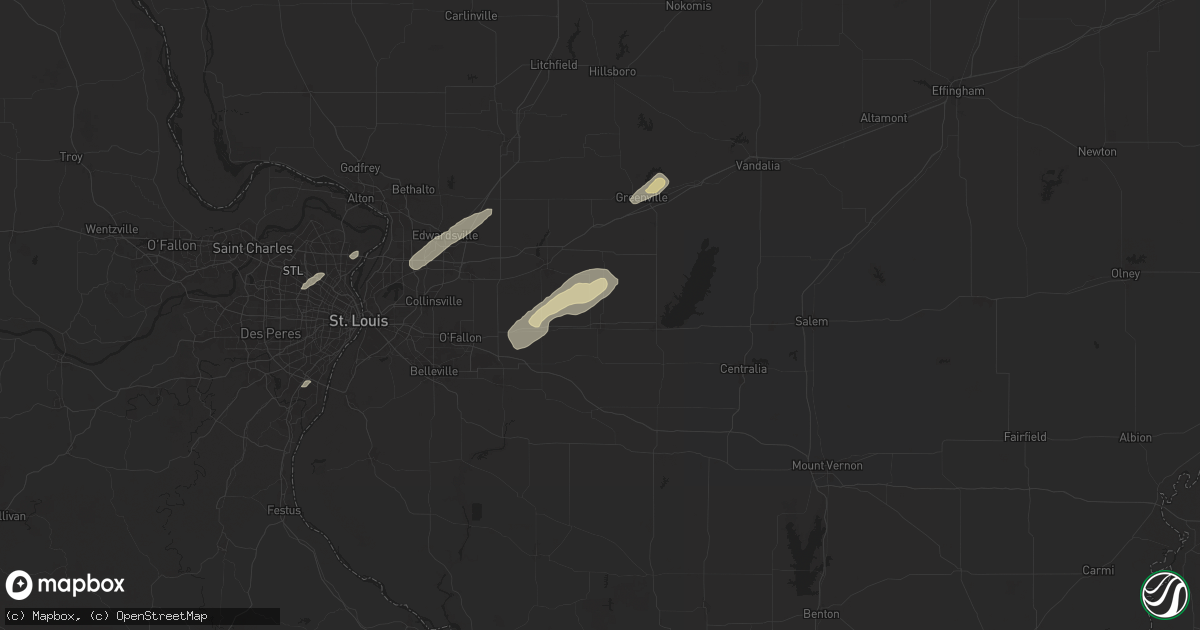Hail map in Breese, IL on October 18, 2025