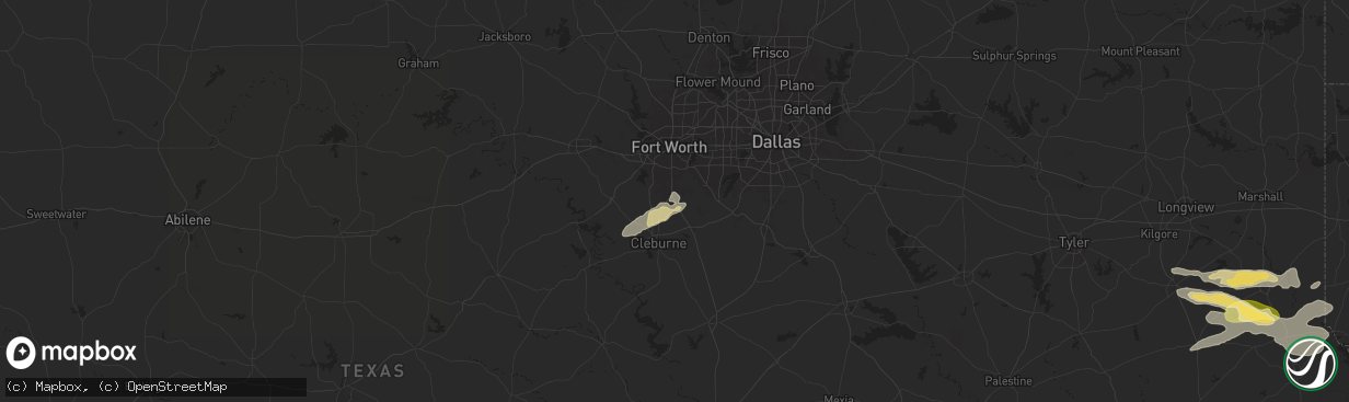 Hail map in Burleson, TX on October 18, 2025