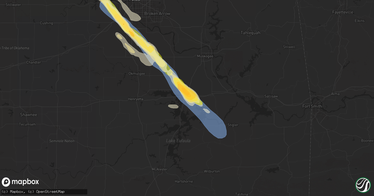 Hail map in Checotah, OK on October 18, 2025