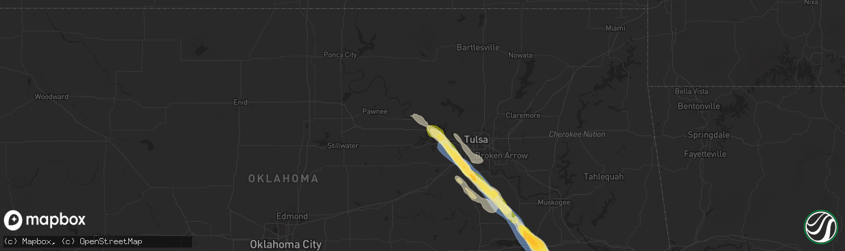 Hail map in Cleveland, OK on October 18, 2025