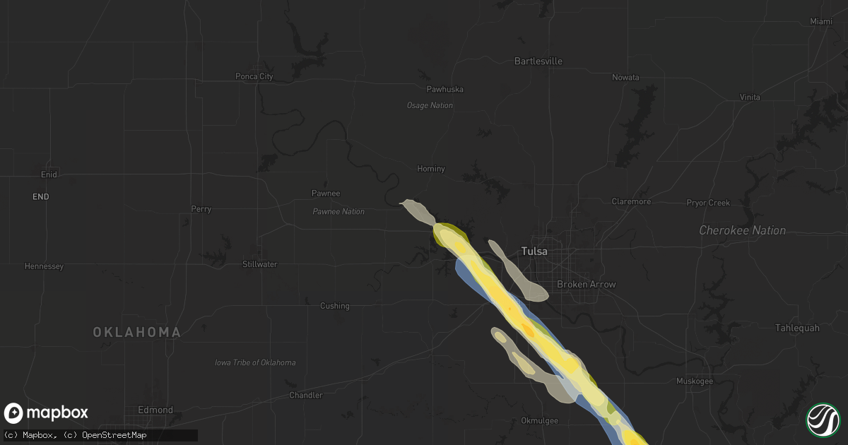 Hail map in Cleveland, OK on October 18, 2025