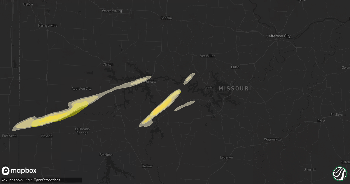 Hail map in Edwards, MO on October 18, 2025