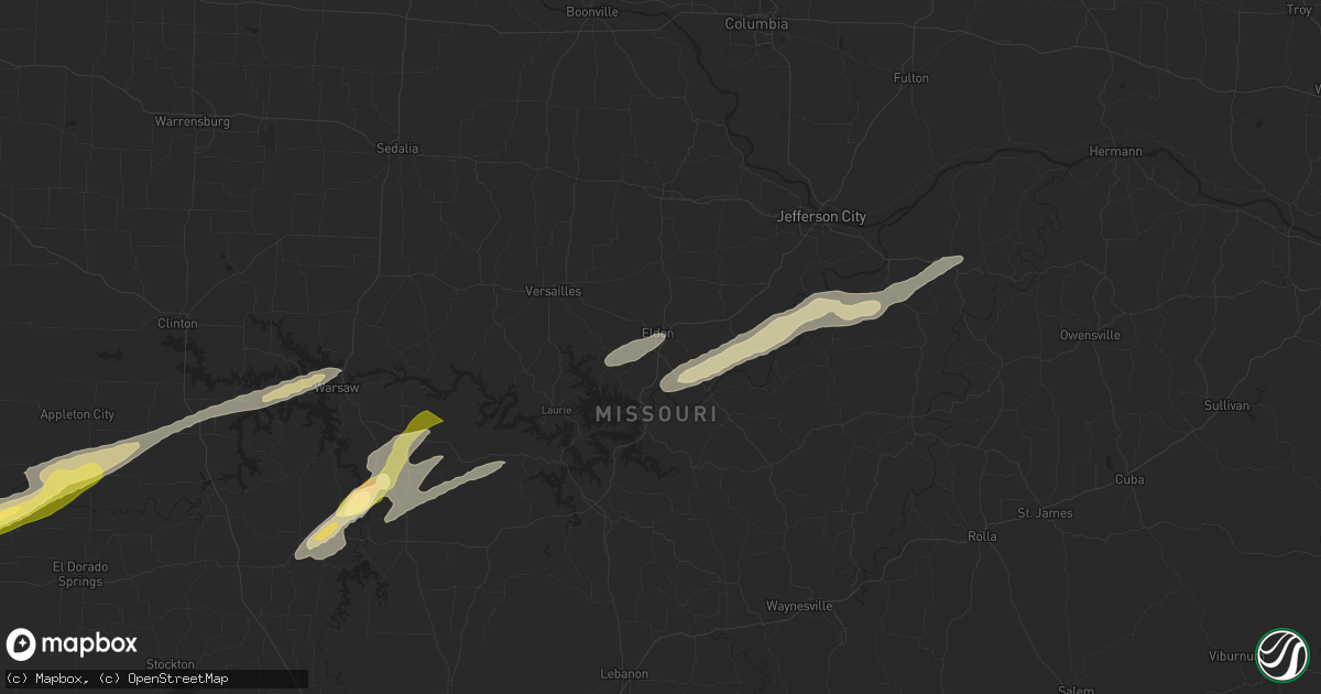 Hail map in Eldon, MO on October 18, 2025