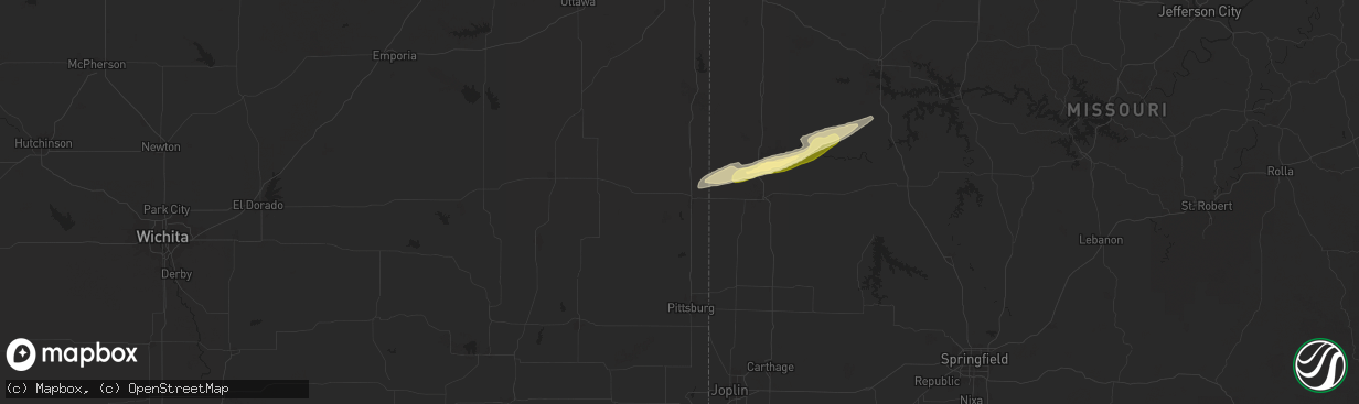 Hail map in Fort Scott, KS on October 18, 2025