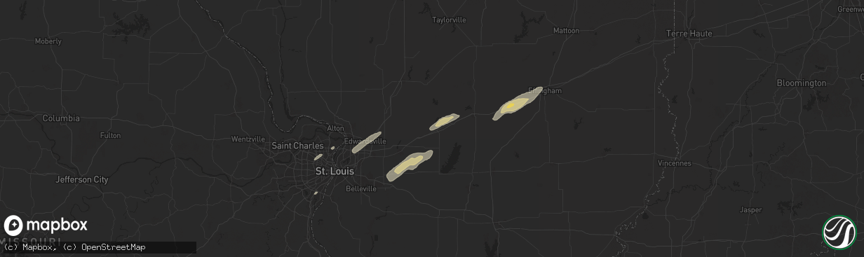 Hail map in Greenville, IL on October 18, 2025
