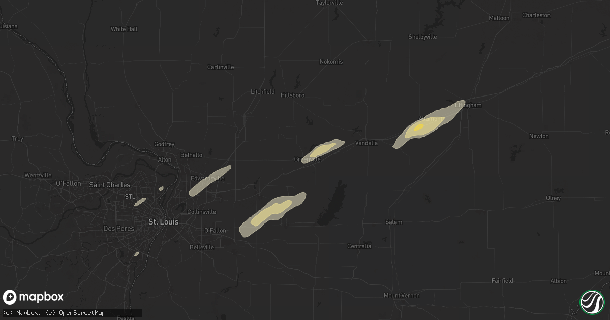 Hail map in Greenville, IL on October 18, 2025