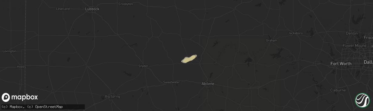 Hail map in Hamlin, TX on October 18, 2025