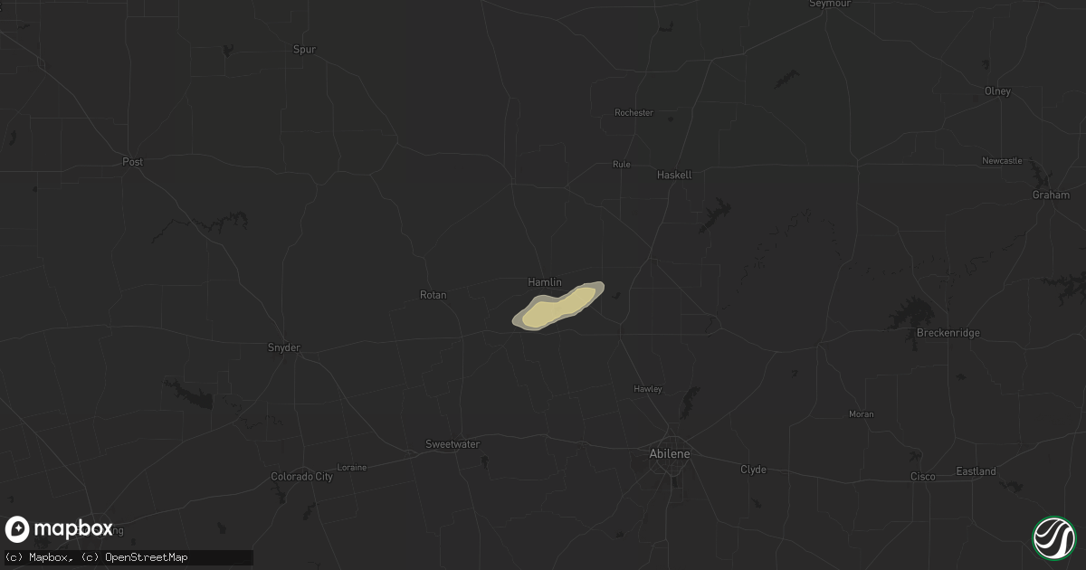 Hail map in Hamlin, TX on October 18, 2025