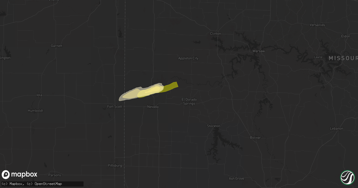 Hail map in Harwood, MO on October 18, 2025