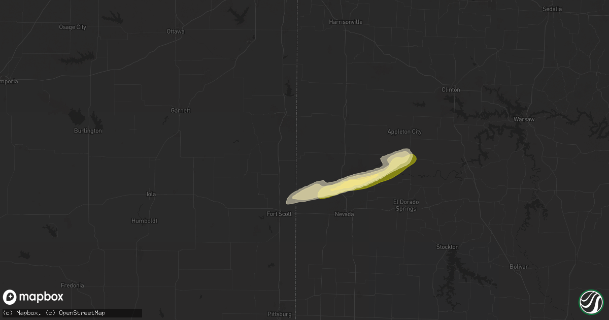Hail map in Hume, MO on October 18, 2025