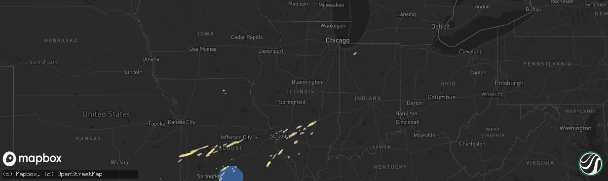 Hail map in Illinois on October 18, 2025