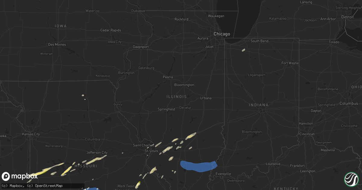 Hail map in Illinois on October 18, 2025