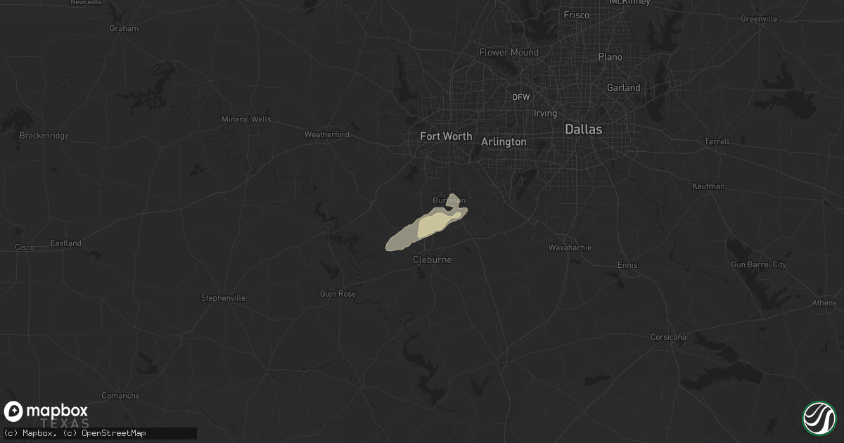 Hail map in Joshua, TX on October 18, 2025