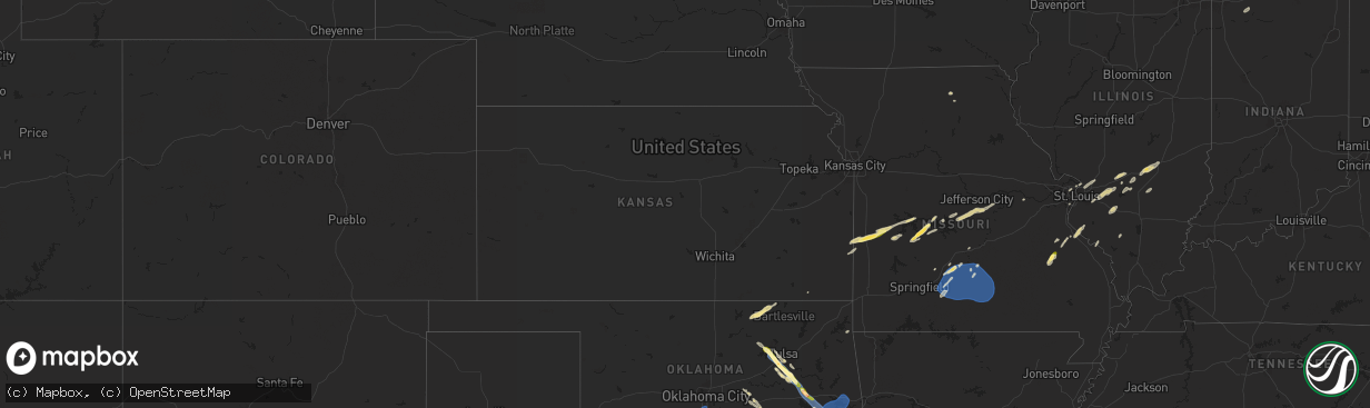 Hail map in Kansas on October 18, 2025