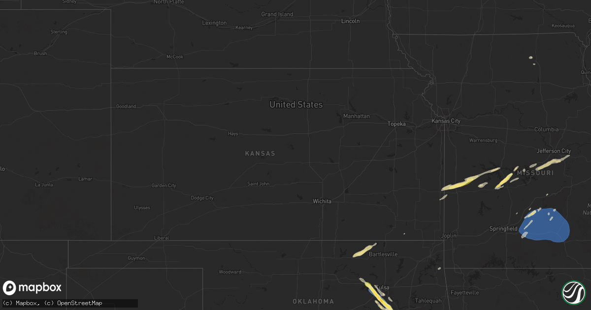 Hail map in Kansas on October 18, 2025