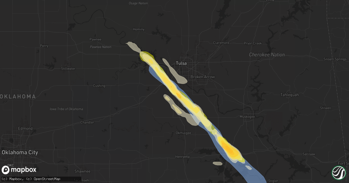 Hail map in Kiefer, OK on October 18, 2025