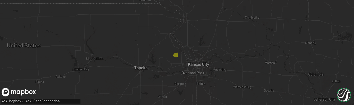 Hail map in Leavenworth, KS on October 18, 2025