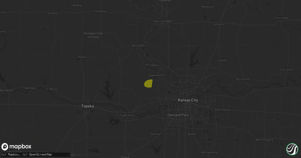 Hail map in Leavenworth, KS on October 18, 2025