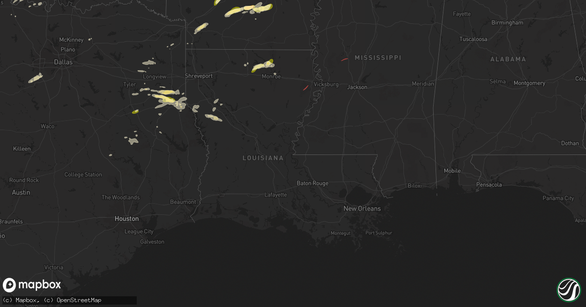 Hail map in Louisiana on October 18, 2025